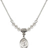 Saint Rita of Cascia Birthstone Necklace | 1/2 inch | 4mm Beads  Crystal Sterling Silver