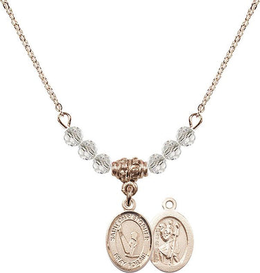 Saint Christopher Gymnastics Birthstone Necklace | 1/2 inch | 4mm Beads