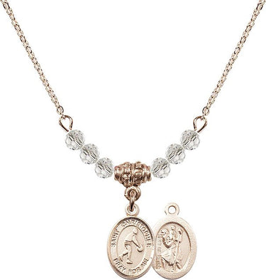 Saint Christopher Basketball Birthstone Necklace | 1/2 inch | 4mm Beads