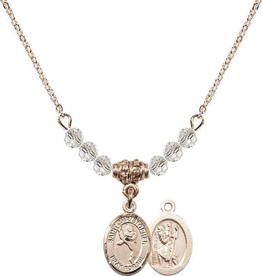 Saint Christopher Martial Arts Birthstone Necklace | 1/2 inch | 4mm Beads
