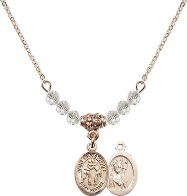 Saint Christopher Wrestling Birthstone Necklace | 1/2 inch | 4mm Beads