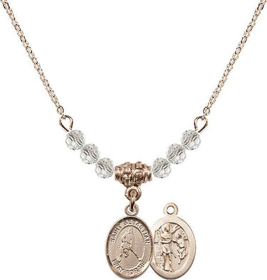 Saint Sebastian Ice Hockey Birthstone Necklace | 1/2 inch | 4mm Beads