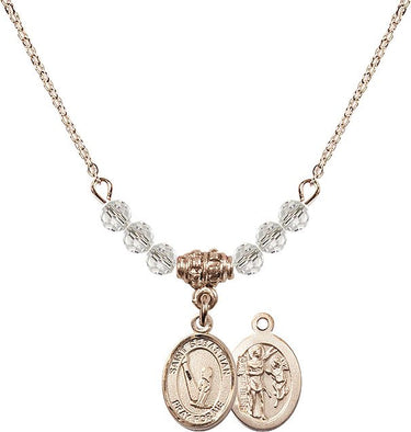 Saint Sebastian Gymnastics Birthstone Necklace | 1/2 inch | 4mm Beads