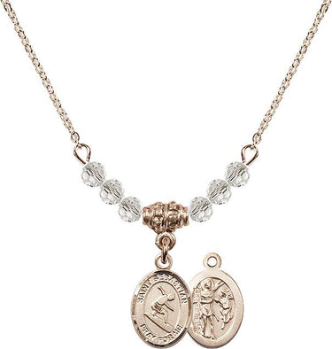 Saint Sebastian Surfing Birthstone Necklace | 1/2 inch | 4mm Beads