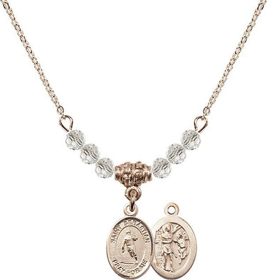 Saint Sebastian Rugby Birthstone Necklace | 1/2 inch | 4mm Beads