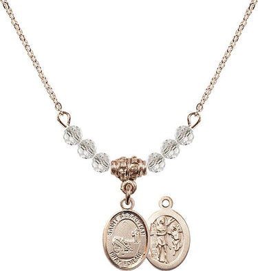 Saint Sebastian Fishing Birthstone Necklace | 1/2 inch | 4mm Beads