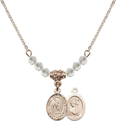Saint Christopher Rugby Birthstone Necklace | 1/2 inch | 4mm Beads