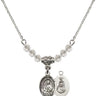 Our Lady of Mount Carmel Birthstone Necklace | 1/2 inch | 4mm Beads  Crystal Sterling Silver