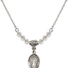 Our Lady of Peace Birthstone Necklace | 1/2 inch | 4mm Beads  Crystal Sterling Silver