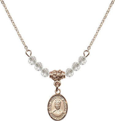 Collar de Santa Josefina Bakhita con piedra de nacimiento | 1/2 pulgada | Cuentas de 4 mm