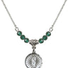 Our Lady of Guadalupe Birthstone Necklace | 5/8 inch | 4mm Beads  Emerald Sterling Silver