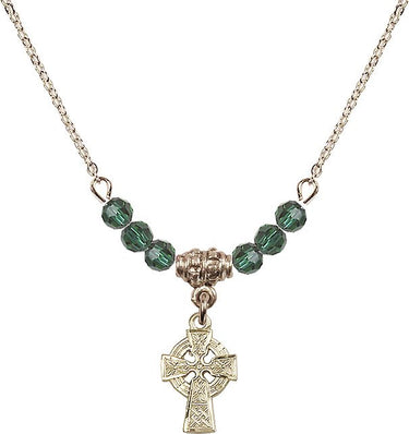 Celtic Cross Birthstone Necklace | 1/2 inch | 4mm Beads