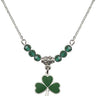 Shamrock Birthstone Necklace | 1/2 inch | 4mm Beads  Emerald Sterling Silver