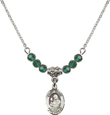 St. Clare of Assisi Birthstone Necklace | 1/2 inch | 4mm Beads