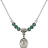 Saint Henry II Birthstone Necklace | 1/2 inch | 4mm Beads  Emerald Sterling Silver