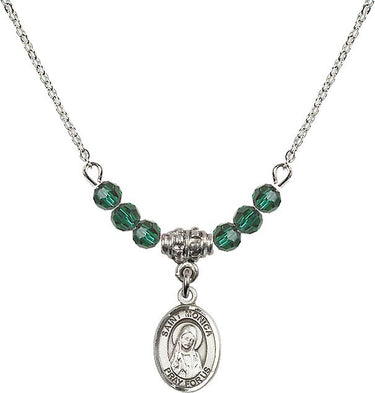 Collar de Santa Mónica con piedra de nacimiento | 1/2 pulgada | Cuentas de 4 mm