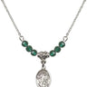 Guardian Angel Birthstone Necklace | 1/2 inch | 4mm Beads  Emerald Sterling Silver