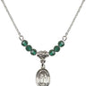 Saint Valentine of Rome Birthstone Necklace | 1/2 inch | 4mm Beads  Emerald Sterling Silver