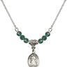 Saint Bridget of Sweden Birthstone Necklace | 1/2 inch | 4mm Beads  Emerald Sterling Silver