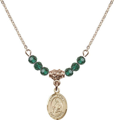 Collar de la piedra natal de Santa Inés de Roma | 1/2 pulgada | Cuentas de 4 mm