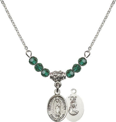 Our Lady of Guadalupe Birthstone Necklace | 1/2 inch | 4mm Beads