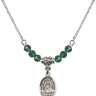 Infant of Prague Birthstone Necklace | 1/2 inch | 4mm Beads  Emerald Sterling Silver
