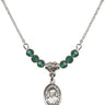 Saint Ignatius of Loyola Birthstone Necklace | 1/2 inch | 4mm Beads  Emerald Sterling Silver