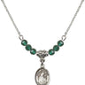 Saint Gertrude of Nivelles Birthstone Necklace | 1/2 inch | 4mm Beads  Emerald Sterling Silver