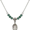 Our Lady of Perpetual Help Birthstone Necklace | 1/2 inch | 4mm Beads  Emerald Sterling Silver