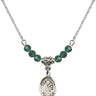 Saint Aloysius Gonzaga Birthstone Necklace | 1/2 inch | 4mm Beads  Emerald Sterling Silver