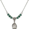 Saint Isidore the Farmer Birthstone Necklace | 1/2 inch | 4mm Beads  Emerald Sterling Silver