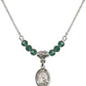 Saint James the Lesser Birthstone Necklace | 1/2 inch | 4mm Beads  Emerald Sterling Silver