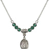 Our Lady of Victory Birthstone Necklace | 1/2 inch | 4mm Beads  Emerald Sterling Silver