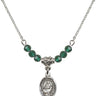 Saint Catherine of Sweden Birthstone Necklace | 1/2 inch | 4mm Beads  Emerald Sterling Silver