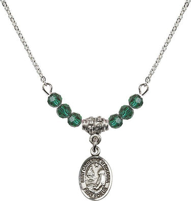 Collar de Santa Catalina de Bolonia con piedra natal | 1/2 pulgada | Cuentas de 4 mm