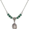 Divine Mercy Birthstone Necklace | 1/2 inch | 4mm Beads  Emerald Sterling Silver