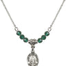 Saint Juliana of Cumae Birthstone Necklace | 1/2 inch | 4mm Beads  Emerald Sterling Silver