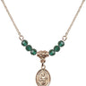 Saint Dismas Birthstone Necklace | 1/2 inch | 4mm Beads  Emerald 14kt Gold Filled