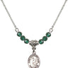 Saint Margaret Mary Alacoque Birthstone Necklace | 1/2 inch  Emerald Sterling Silver