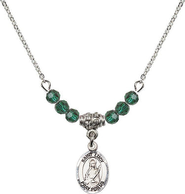 Women's Saint Lucy Birthstone Necklace | 1/2 inch | 4mm Beads