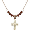 Crucifix Birthstone Necklace | 7/8 inch | 4mm Beads _x0014_ Garnet 14kt Gold Filled