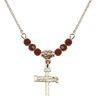 Nail Cross Birthstone Necklace | 3/4 inch | 4mm Beads _x0014_ Garnet 14kt Gold Filled
