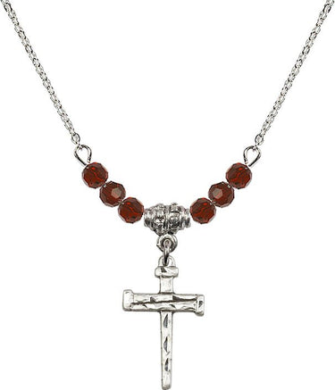 Women's Nail Cross Birthstone Necklace | 3/4 inch