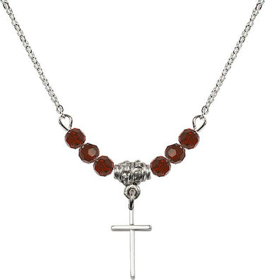 Birthstone Cross Birthstone Necklace | 1/2 inch | 4mm Beads