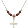Cross Birthstone Necklace | 3/4 inch | 4mm Beads _x0014_ Garnet 14kt Gold Filled