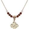 Four Way Medal Birthstone Necklace | 3/4 inch | 4mm Beads  Garnet 14kt Gold Filled