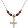 Crucifix Birthstone Necklace | 3/4 inch | 4mm Beads  Garnet 14kt Gold Filled