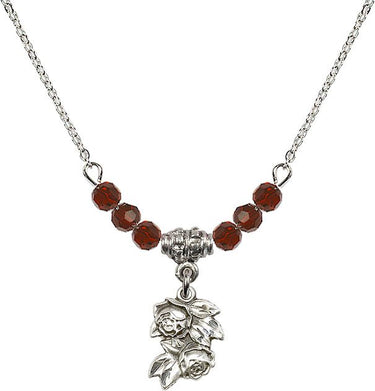 Women's Rose Birthstone Necklace | 1/2 inch | 4mm Beads