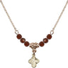 Four Way Medal Birthstone Necklace | 3/8 inch | 4mm Beads  Garnet 14kt Gold Filled