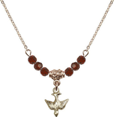 Sterling Holy Spirit Birthstone Necklace | 1/2 inch | 4mm Beads